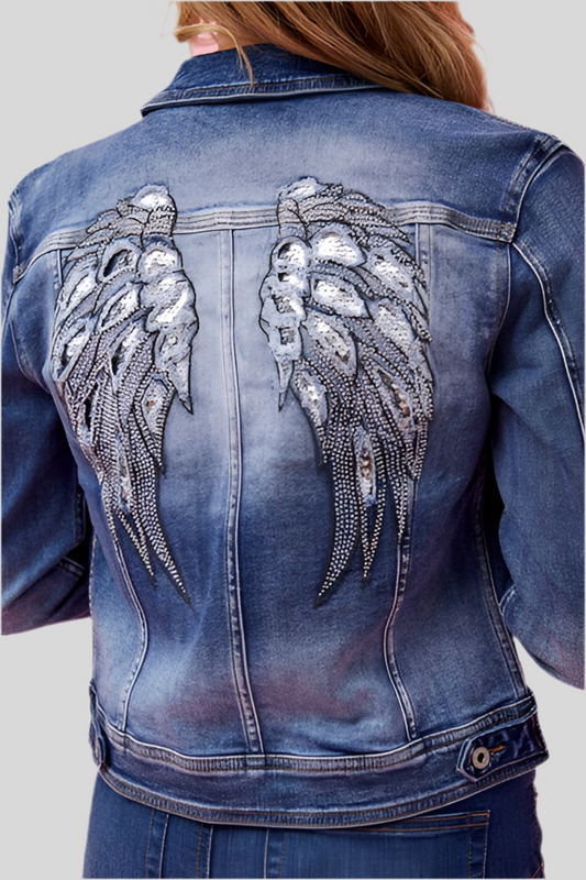 Denim jacket w Wings