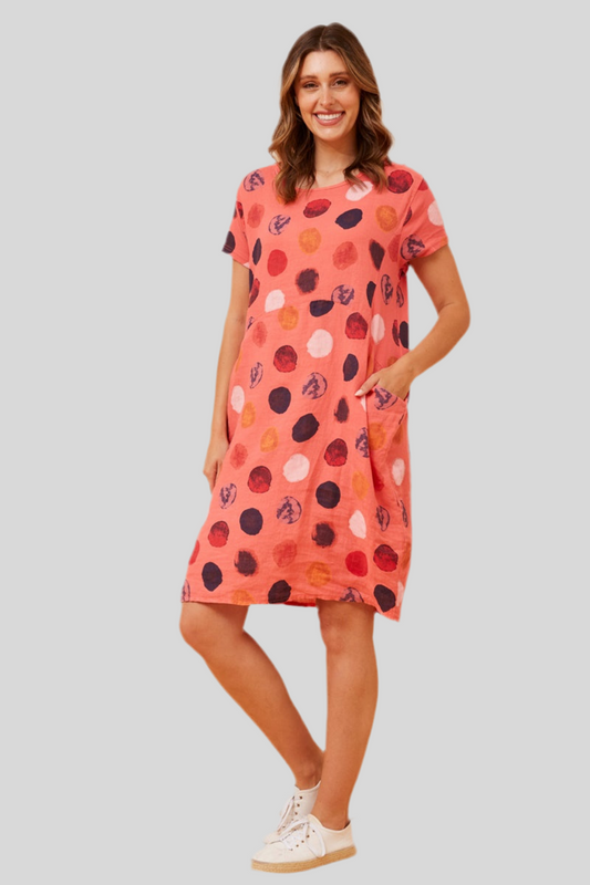 D511146 Hibiscus Coral Dress