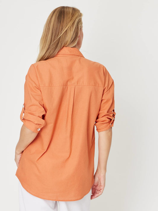 Melanie Collared Top Orange